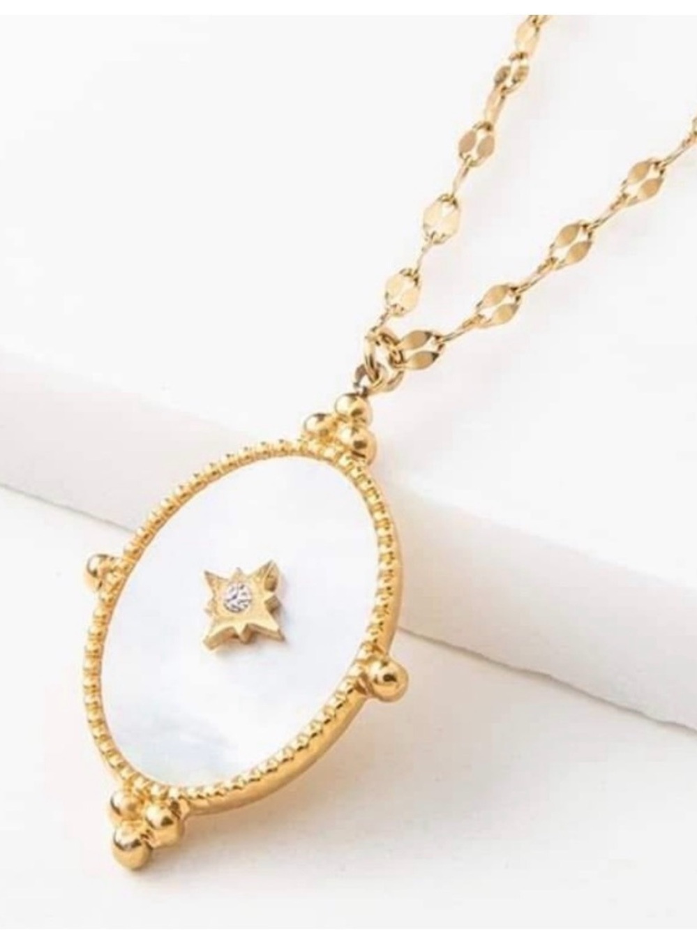 Plunder Design Eileen Necklace Gold Tone Mother of Pearl